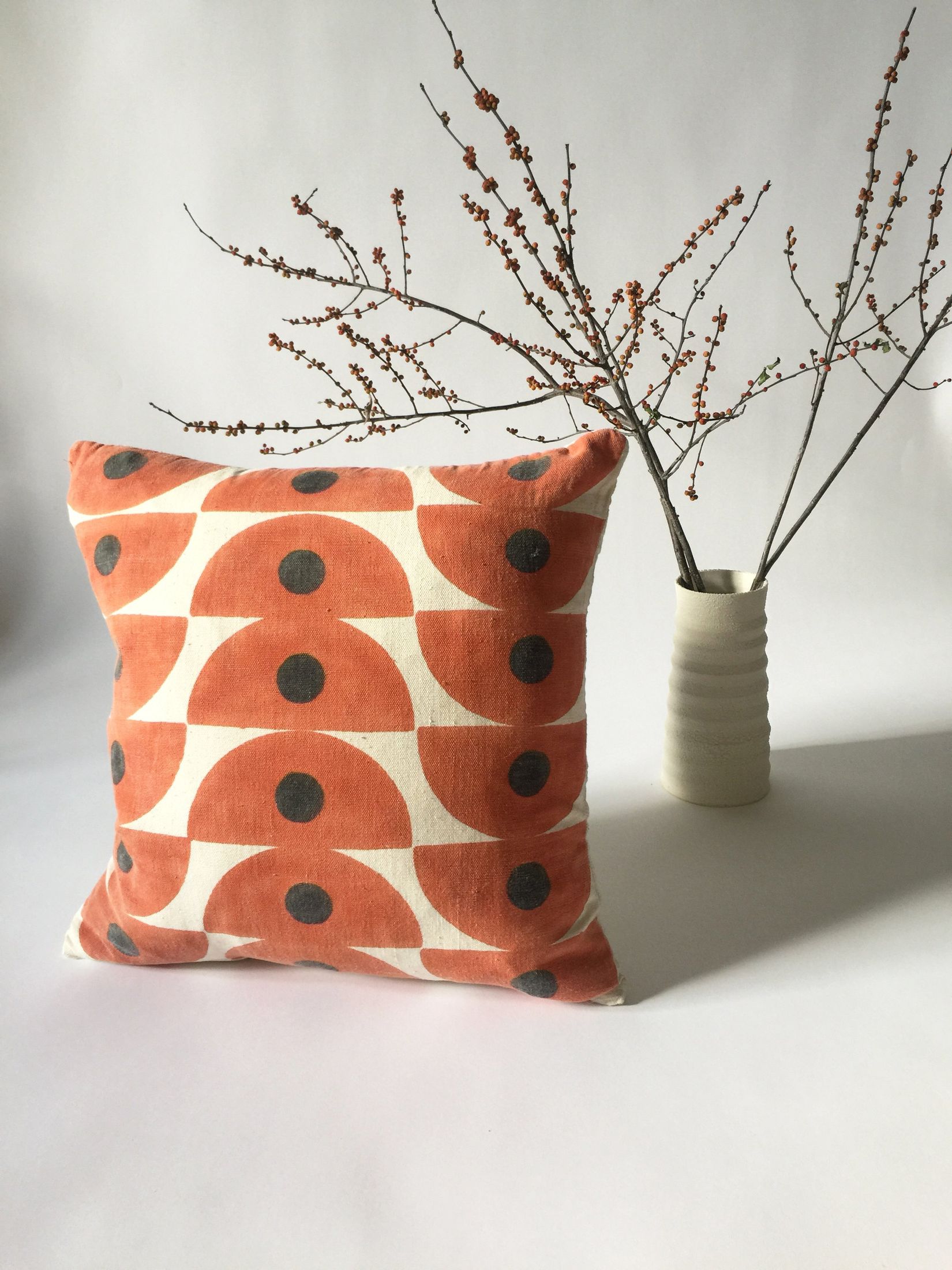 The perfect bright neutral pillow for any room. Hand block printed on hand spun, handwoven cotton. Ethically handmade in India.