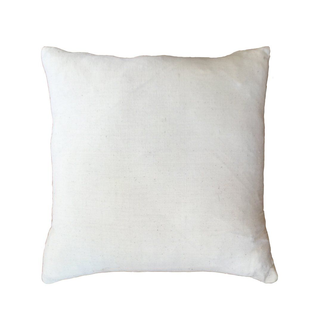 Gorgeous speckled hand spun, handwoven cotton on the reverse side. Ethically made 18" block printed pillows.