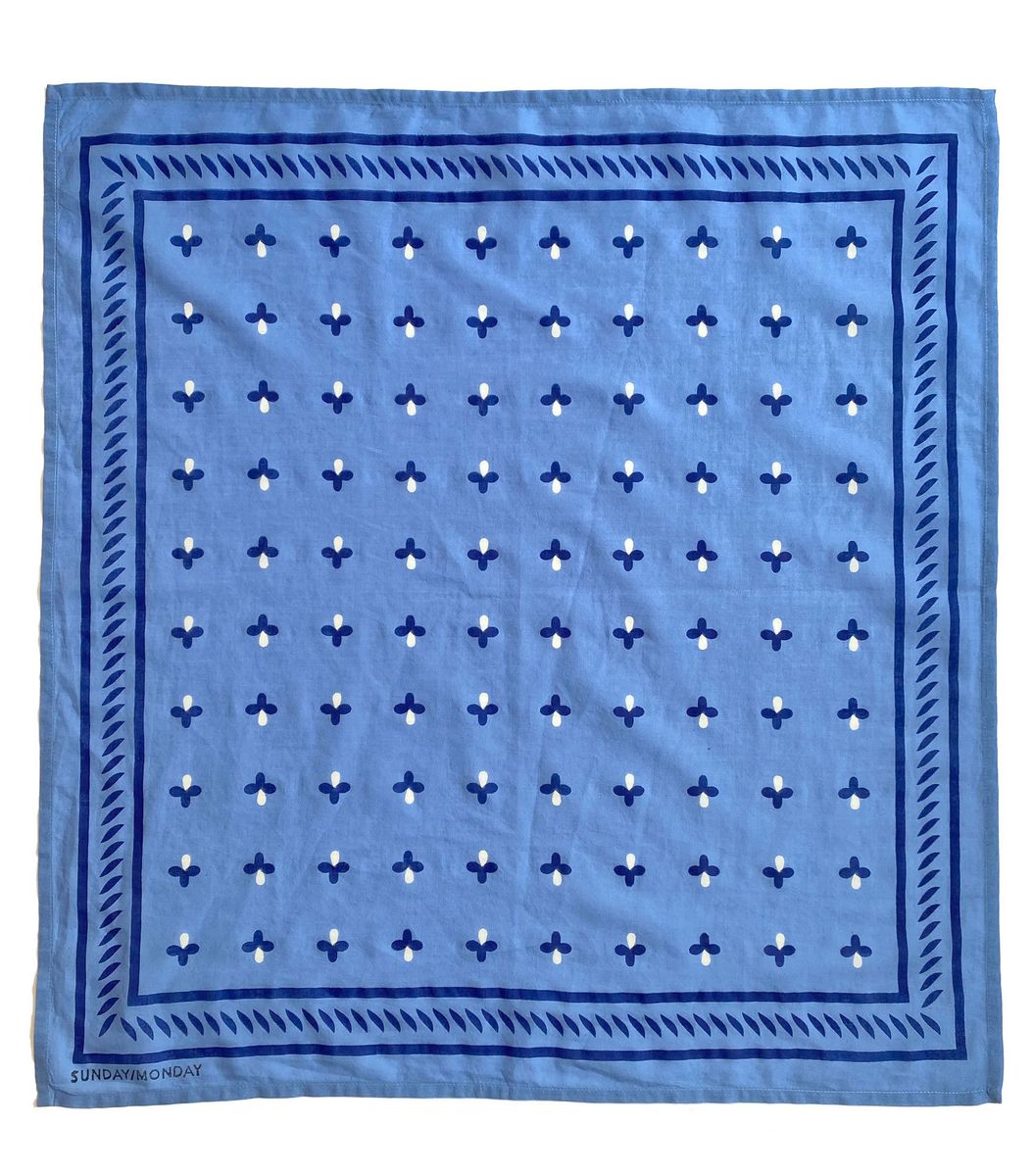 Jasmine Bandana in Azure - Sunday Monday – Hand block printed textiles ...